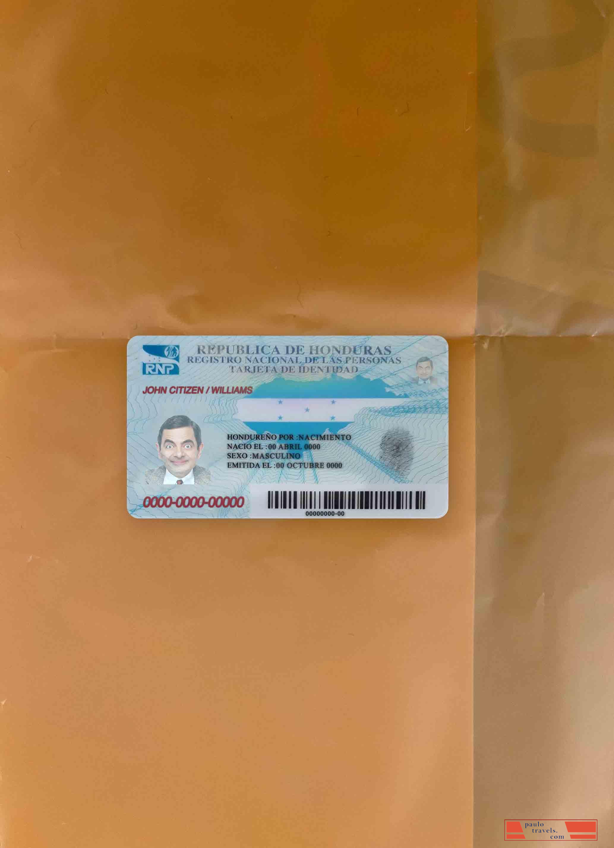 Honduras id photolook FRONT PSD template